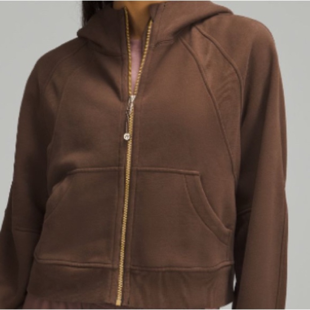 Lululemon Oversized Full Zip Scuba Hoodie in Espresso with Gold Zip